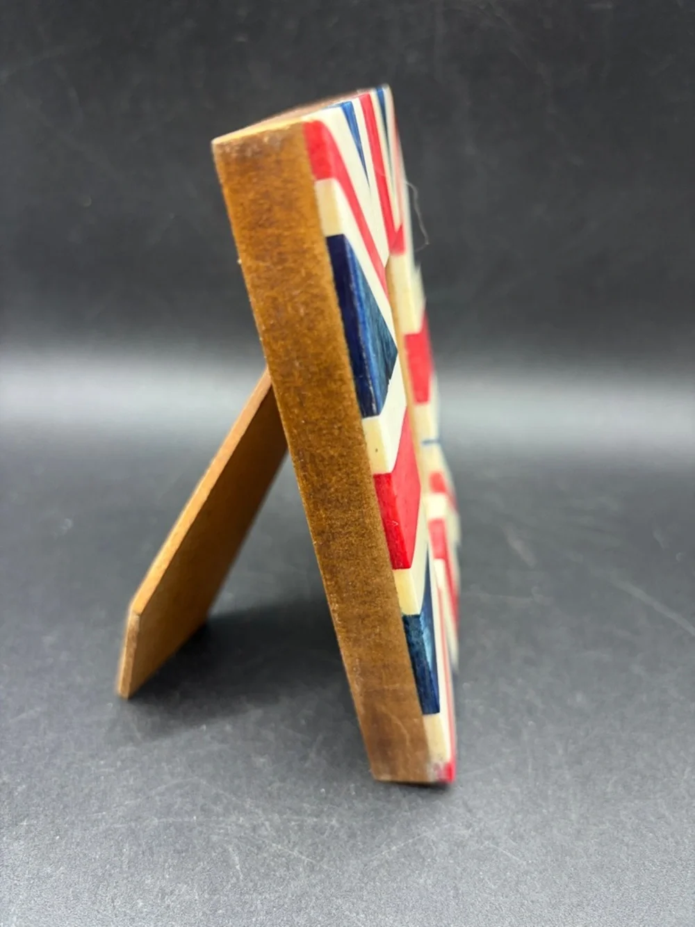 Anthropologie Union Jack Red White Blue Bone Picture Photo Frame Home Decor